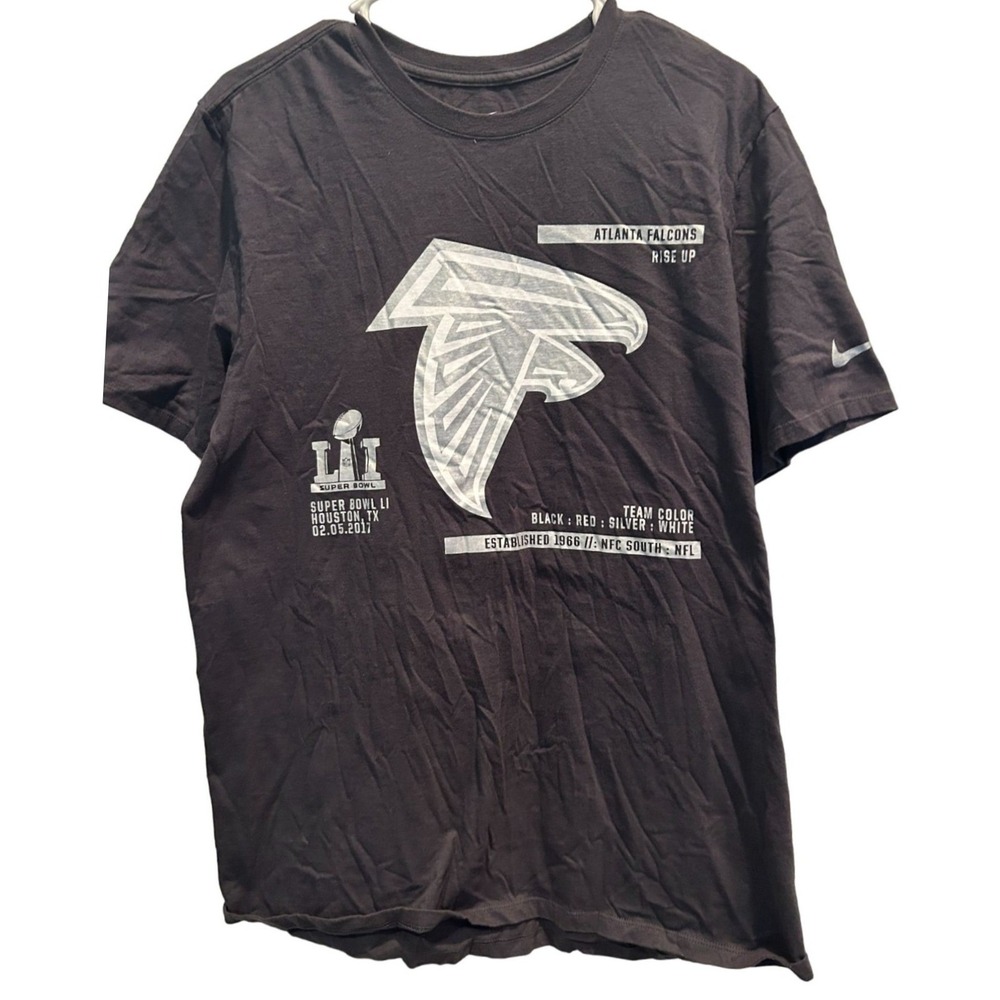 Nike Atlanta Falcons T-Shirt Large Men's Black Super Bowl LI Graphic Tee 2017
